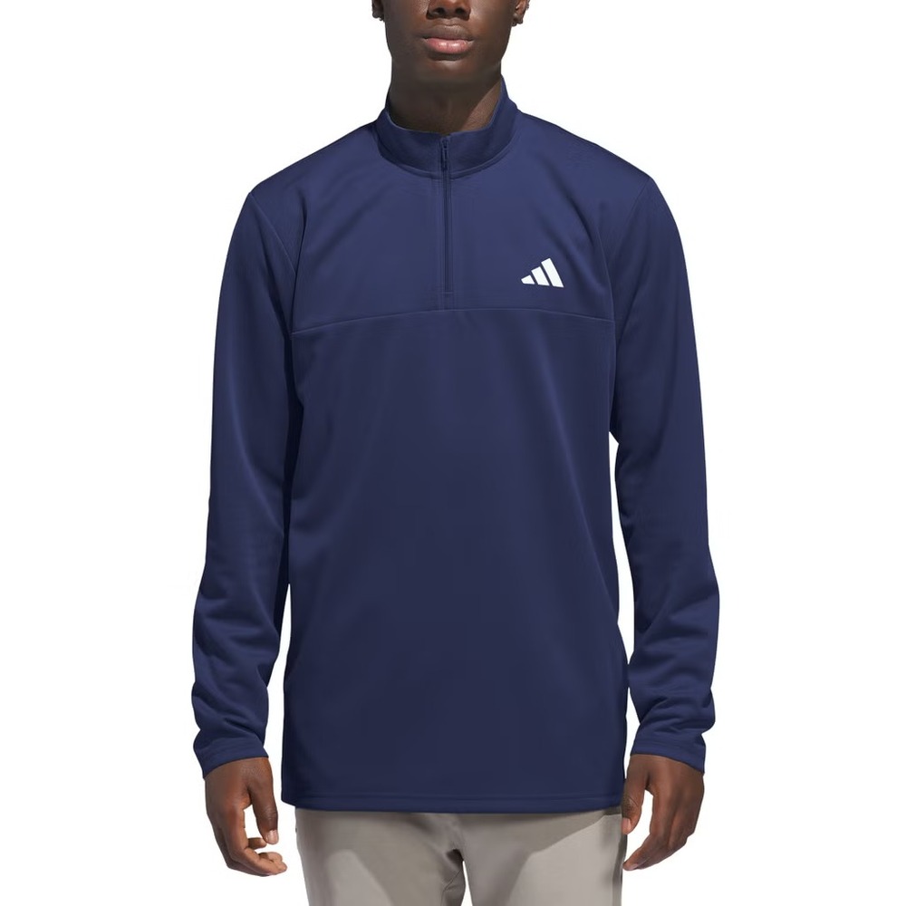 adidas Mens Long Sleeve Quarter Zip Blue Activewear Pullover 2XL